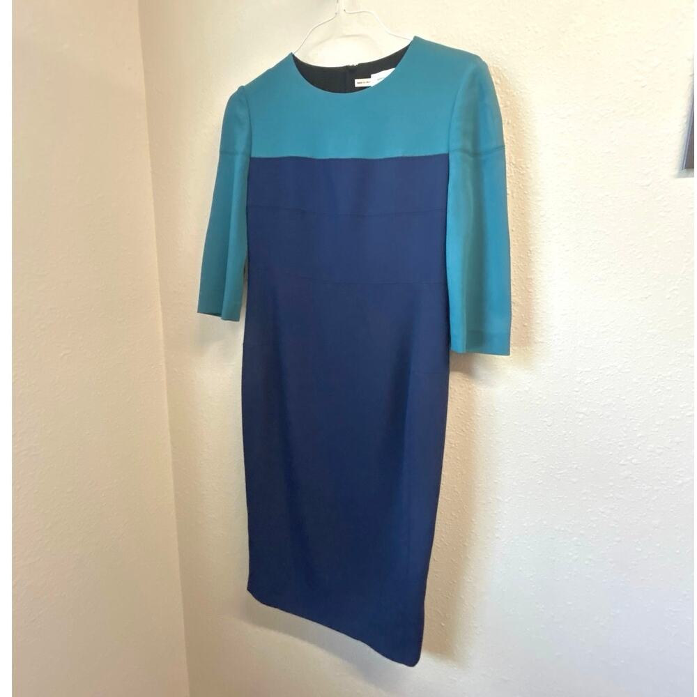 Designer Aquilano Rimondi Blue Navy Business Dress Size 6 IT 42 Made in Italy